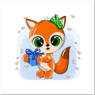 Adorable orange fox with cute eyes Posters and Art